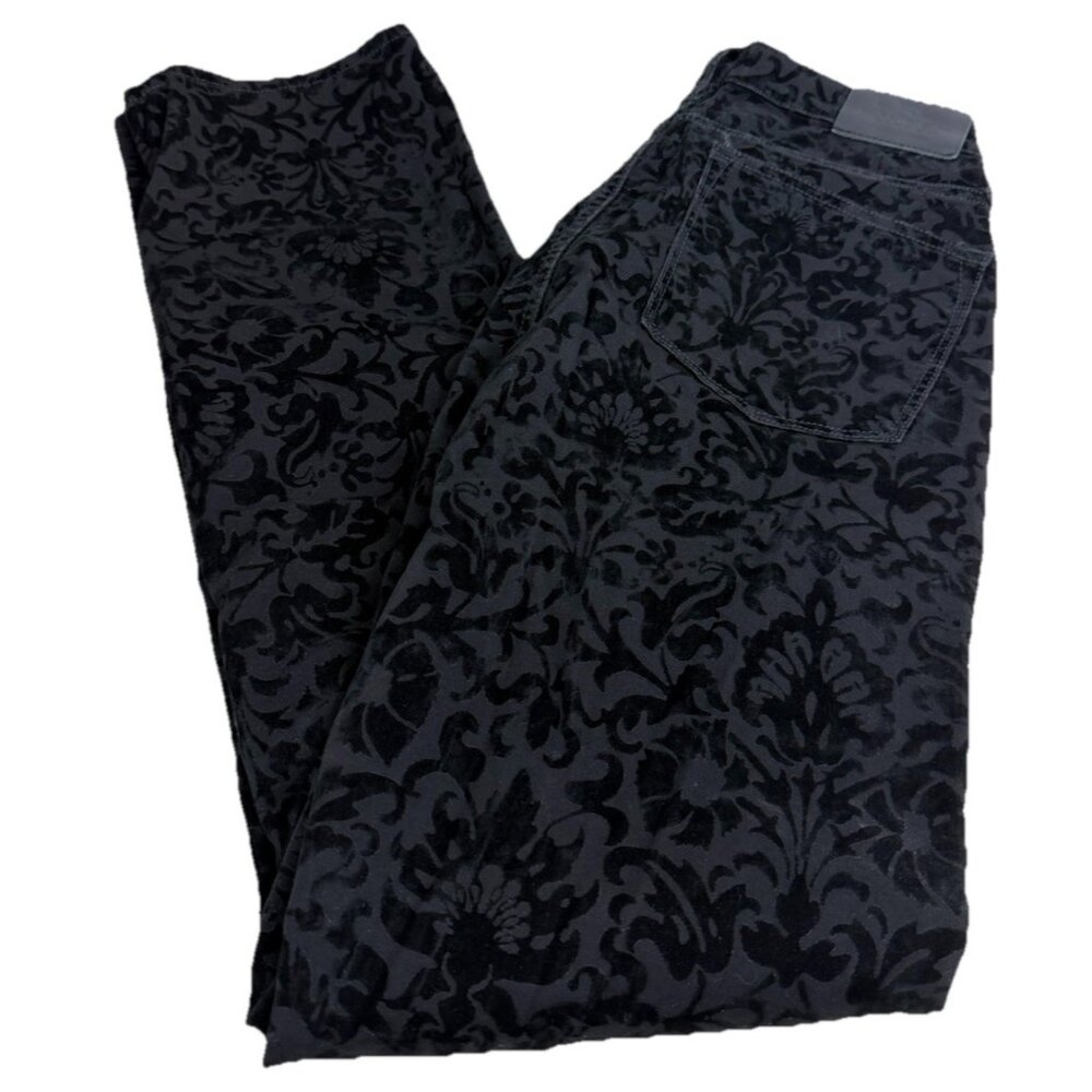 Lauren Ralph Lauren Sz 8 (Actual 30x30) Velvet Floral Pants Straight Stretch EUC - Picture 1 of 11